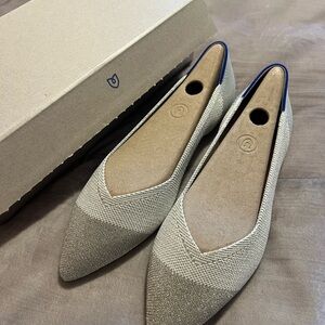 NWT Rothy's Diamond Metallic Gold Point Flats 9.5